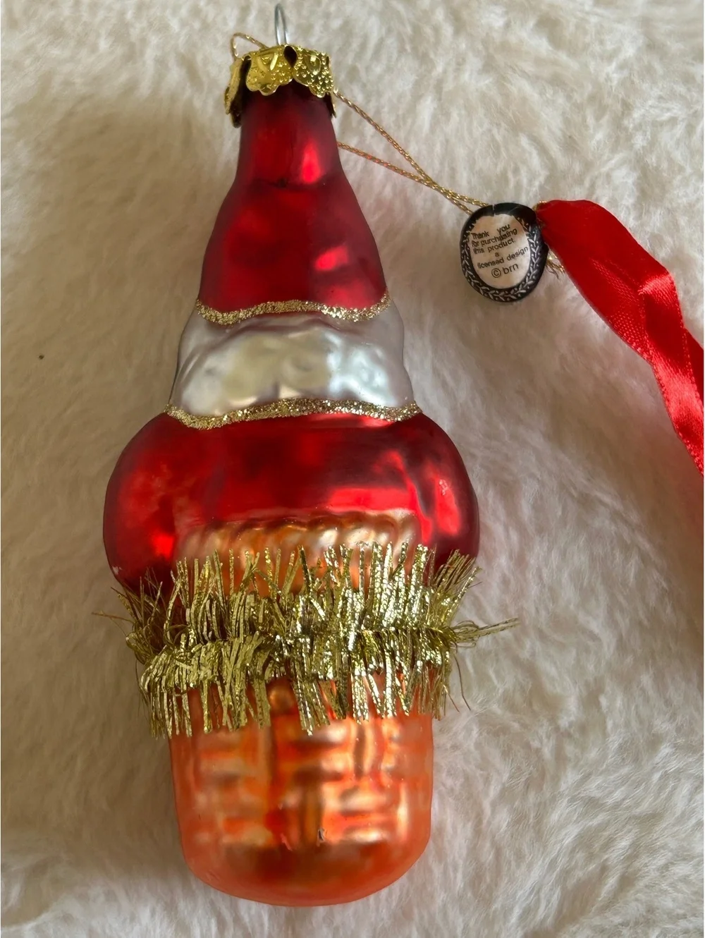Old World Christmas Glass Cat in Basket Christmas Ornament